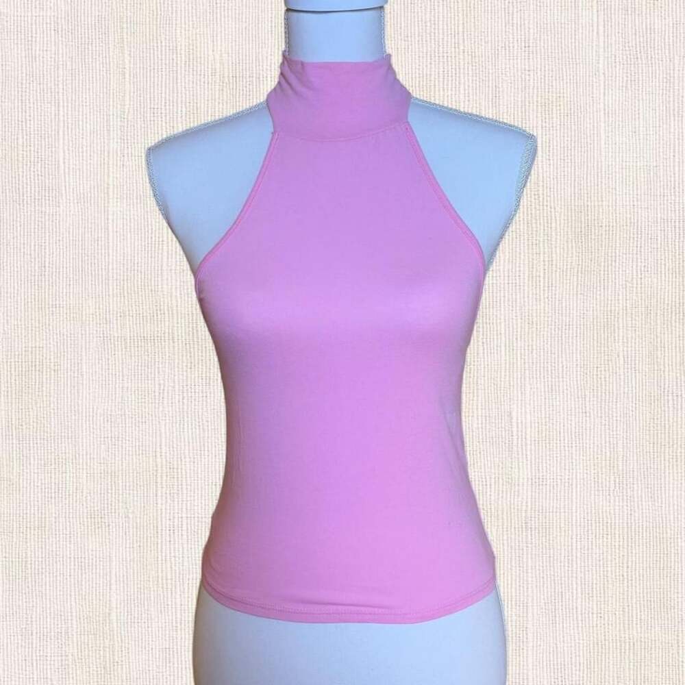 Pink Mock Neck Halter Top